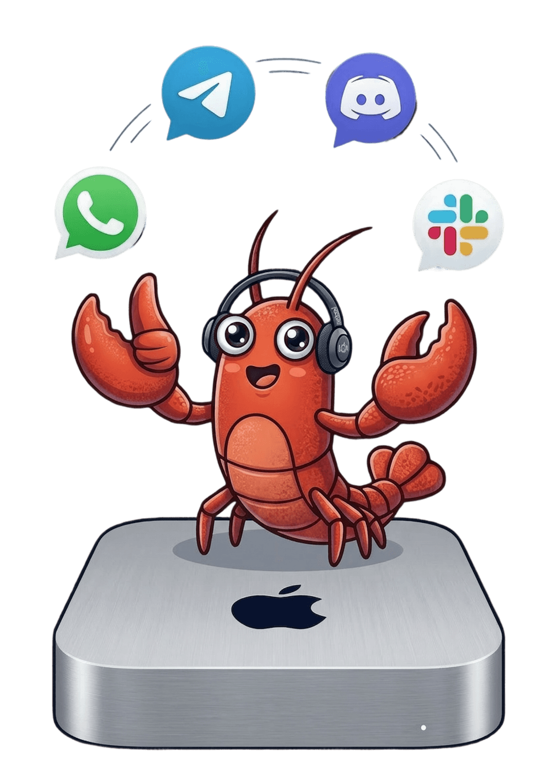 BetaClaw mascot on a Mac Mini